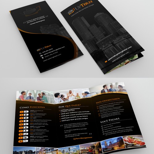 Small business design with the title 'Create a brochure to attract young professionals going abroad'