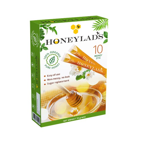 Honey packaging with the title 'Honeylad's Box Packaging'