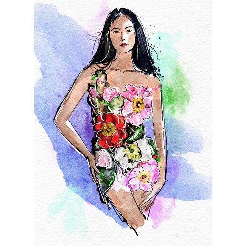 Fashion illustration with the title 'Fashion Illustration'