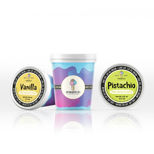 Ice cream packaging with the title 'Ice cream packaging'