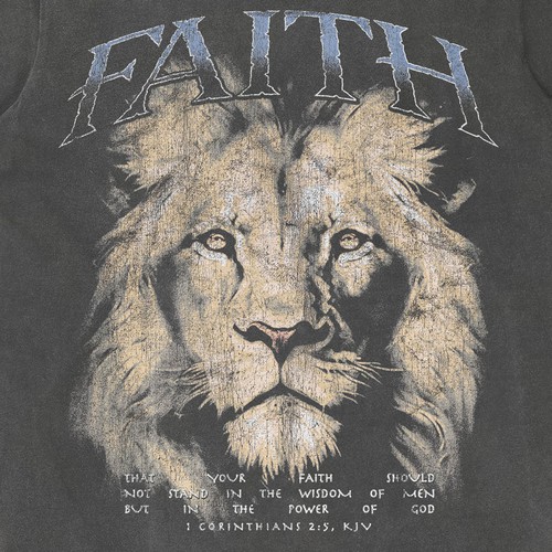 Lion t-shirt with the title 'FAITH'