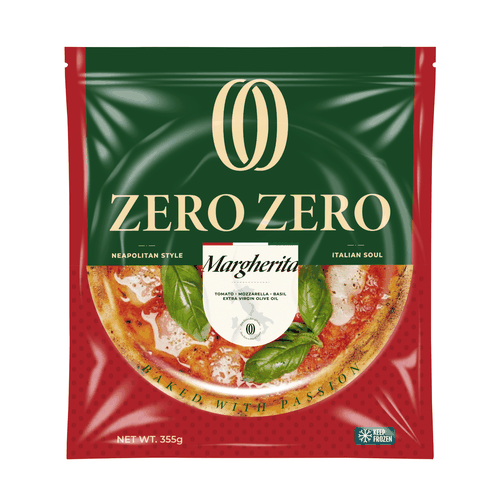 Frozen food packaging with the title 'pizza bag'