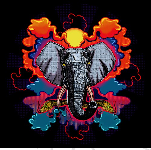 Elephant t-shirt with the title ' Illustration of a powerful elephant'
