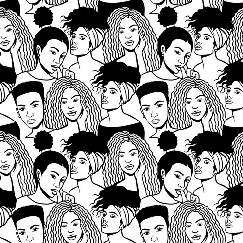 African artwork with the title 'African Beautiful Women Pattern #2'