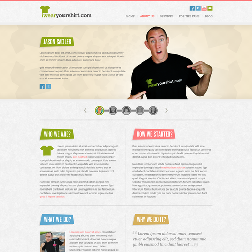 Flat website with the title 'IWearYourShirt.com Web Design'