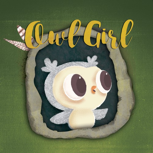 Owl book cover with the title 'Book cover design proposal for the story "Owl girl" '