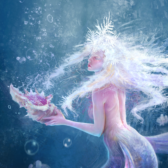 Underwater artwork with the title 'Aquarius - Zodiac sign'