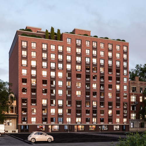 Exterior design with the title '3d Render for Apartment Building in Brooklyn, NY'