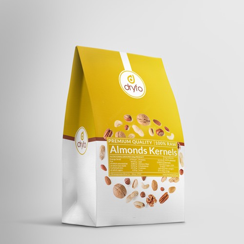 Nut packaging with the title 'Dryfo - Nuts'