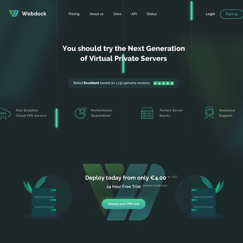 Server design with the title 'Landing page '