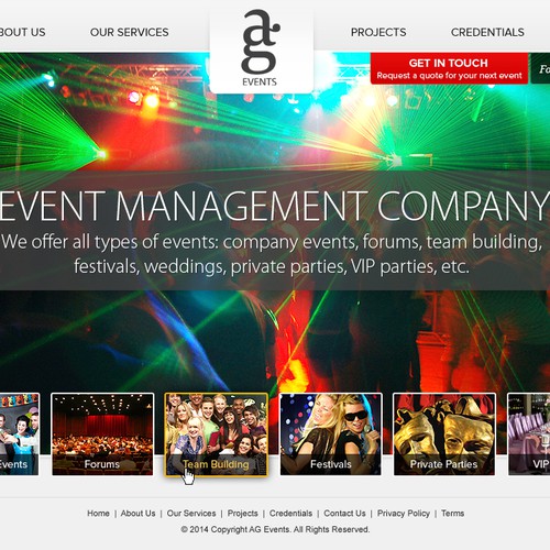 Event website with the title 'Website design for AG Events :-)'