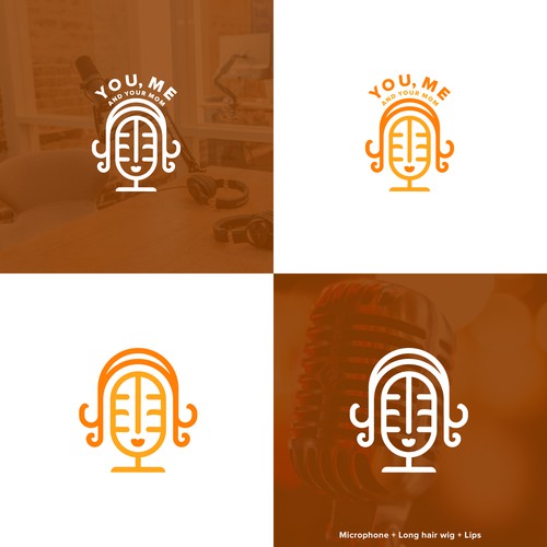Lips design with the title 'Podcast Microphone Logo'