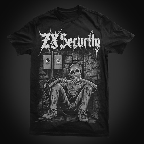 Hand-drawn t-shirt with the title 'Tshirt design for ZX security'
