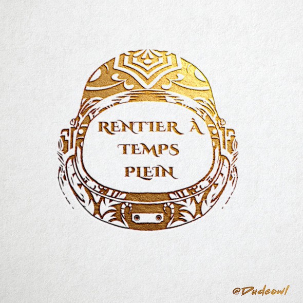 Sweater design with the title 'Rentier A Temps Plein'