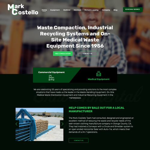Industrial website with the title 'Mark-Costello Mock'
