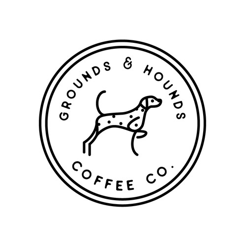 Badge artwork with the title 'Grounds & Hounds Coffee Co. Logo'