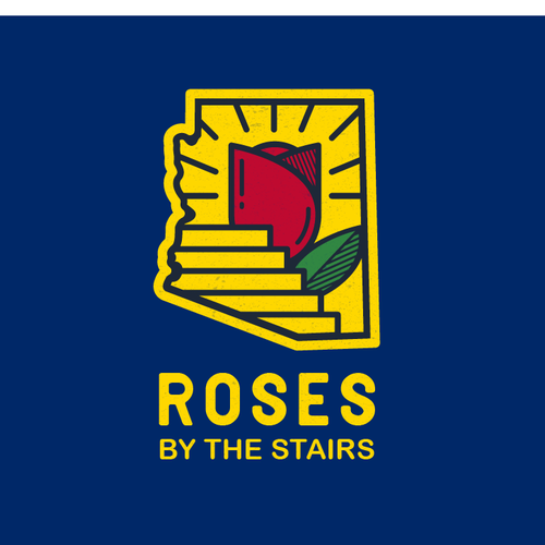 Stair design with the title 'Roses By The Stairs'