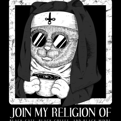 Coffee t-shirt with the title 'Nun cat'