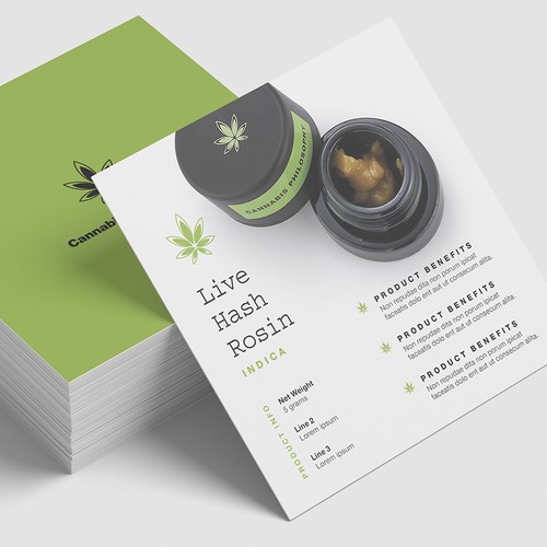 Product design with the title 'Bold Product Card Series for Cannabis Philosophy'