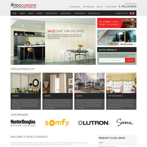 Home website with the title 'Homepage for home furnishing website'