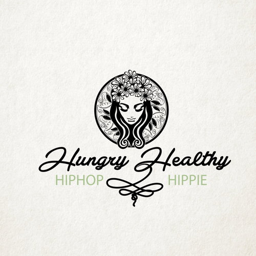 Vegetarian logo with the title 'Hungry Healthy HipHop Hippie'