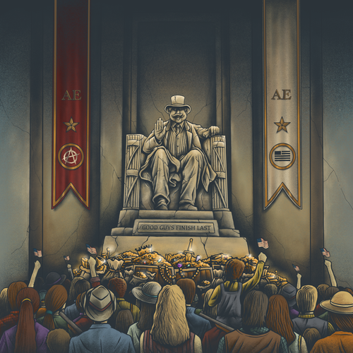 Playing card design with the title 'Illustration Cover for American Empire Playing Cards'