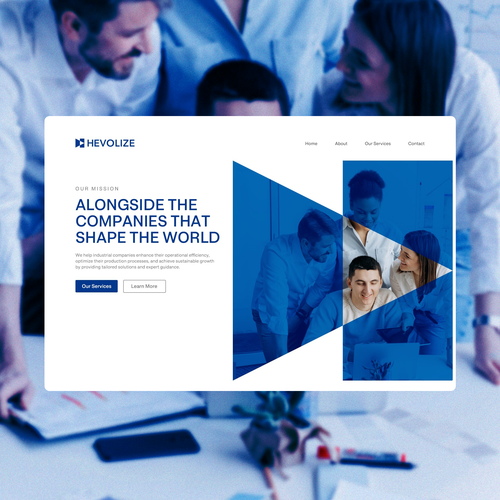 Homepage website with the title 'Homepage Design for Hevolize'