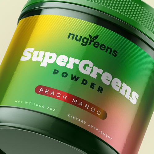 Green packaging with the title 'SuperGreens'