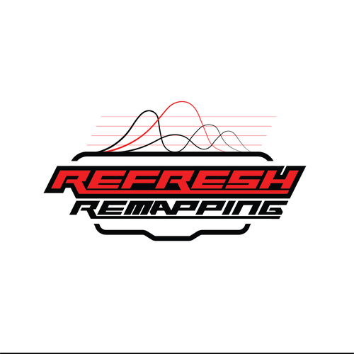 Tuning design with the title '“Refresh Remapping” Logo — Automotive Tuning & Performance Design'