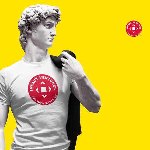 Red t-shirt with the title 'T Shirt Design mit Ecken und Kanten'