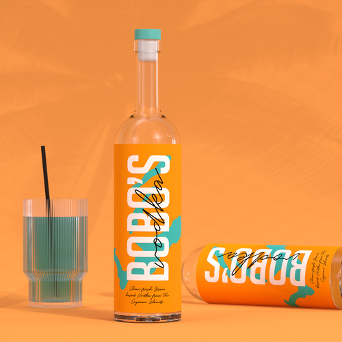 Packaging label with the title 'Product label for Cayman islands premium vodka'