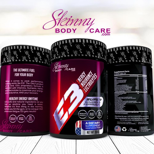 Bottle label with the title 'skinny body care'