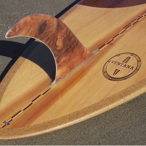Surfboard design with the title 'Premium Surf Company Logo'