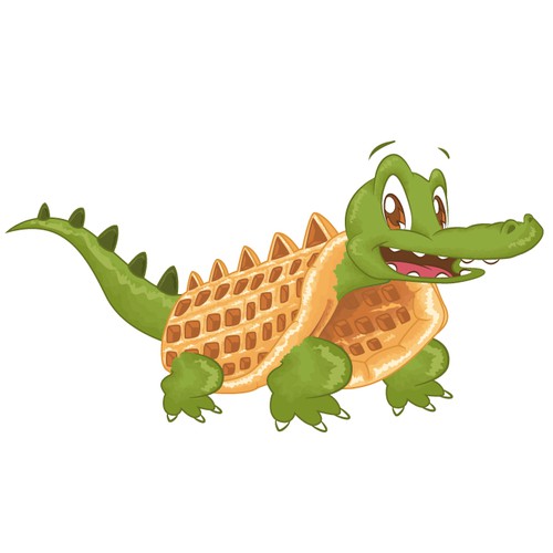 Children's book artwork with the title 'Crocodile Waffle'