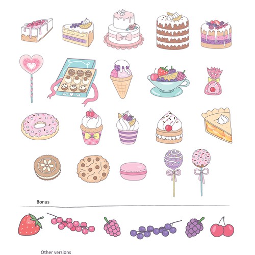 Fruit artwork with the title 'Stickers for collage app'