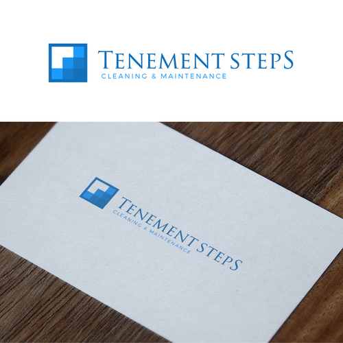 Cleaning company logo with the title 'Tenement Steps Logo'