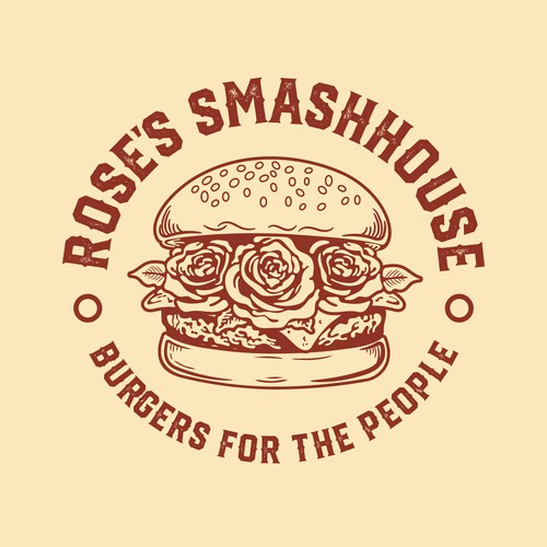 Burger king logo with the title 'Rose's Smash House'