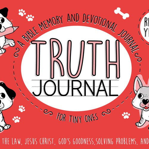 Dog artwork with the title '"Truth trackers" journal cover (2)'