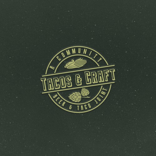 Mexican restaurant design with the title 'Vintage logo concept for a beer and taco joint'