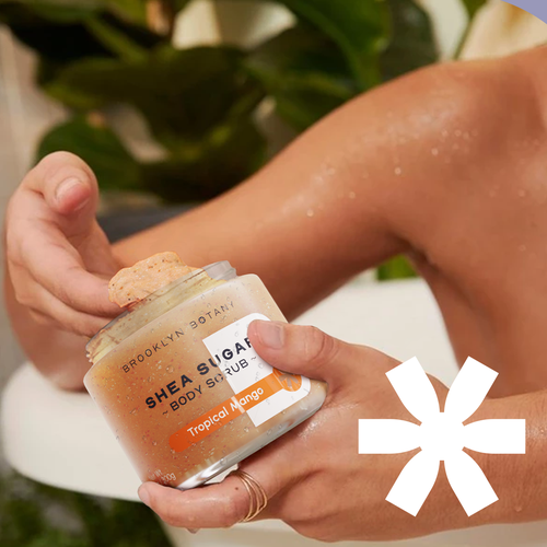 Body care packaging with the title 'Label Design Body Scrub Brand'