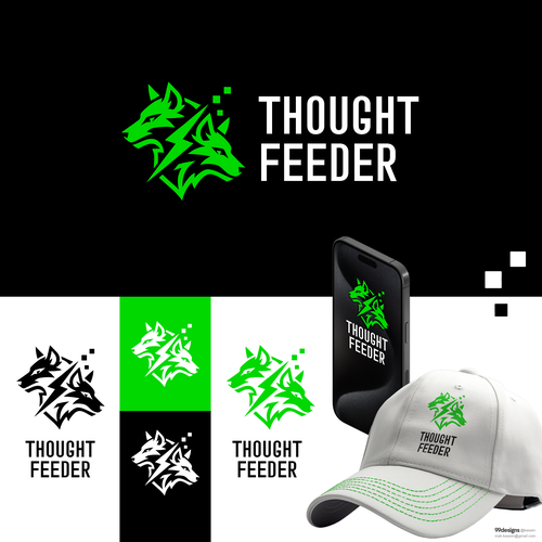Mockup logo with the title 'Thought Feeder Logo Concept'