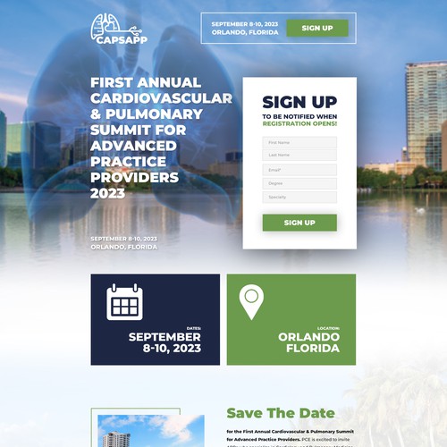 Clinic design with the title 'Nurse Practitioner/Physician Assistant Event Registration Page'