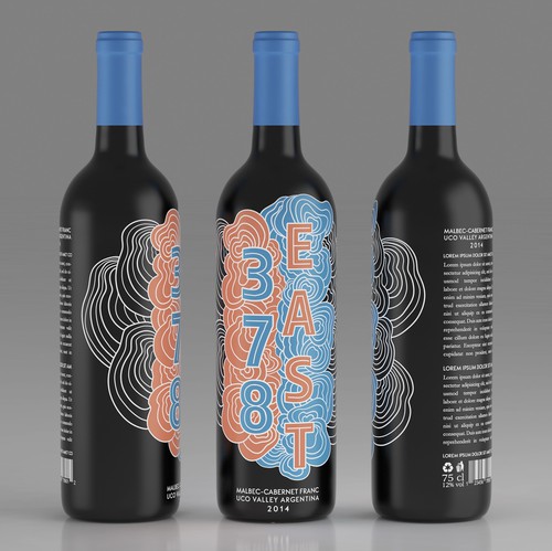 Screen print design with the title 'Screen printed wine label'
