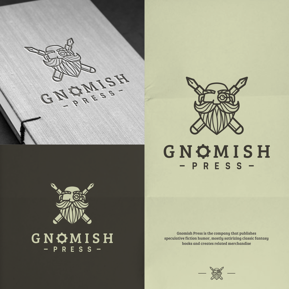 Press logo with the title 'Gnomish Press Logo Design'