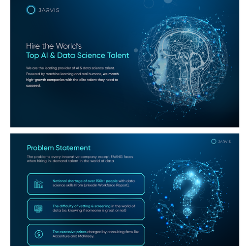 Artificial intelligence design with the title 'Sales deck - presentation for AI industry company'