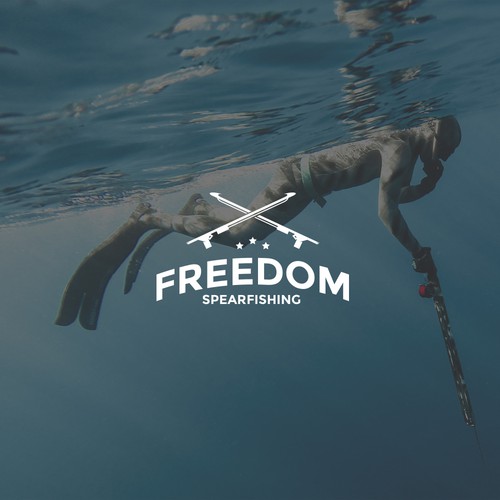 Spear design with the title 'Freedom Spearfishing'