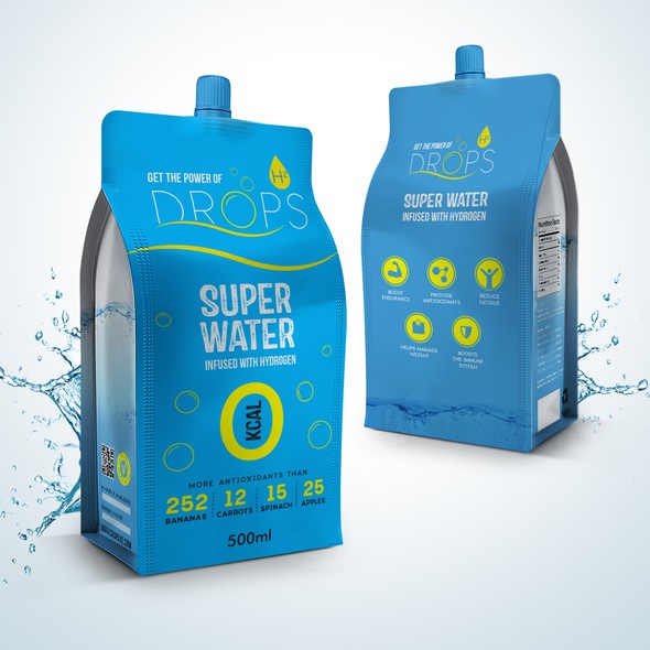Drink packaging with the title 'Bag and Logo design'