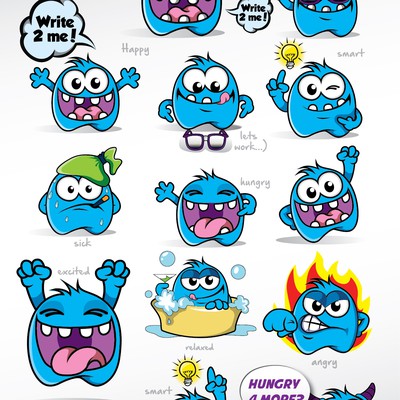 Fun Mascot Design with Moods for Hungry Reporter
