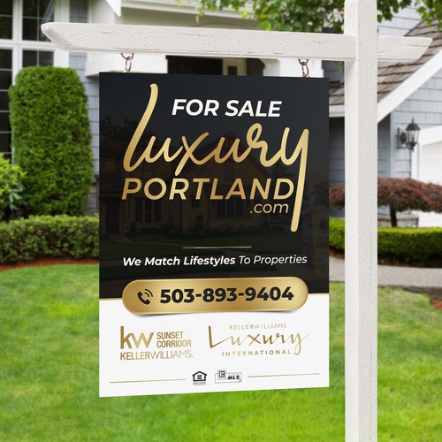 Yard design with the title 'luxury real estate sign'