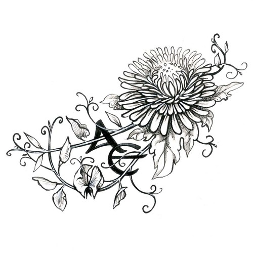 Ink drawing design with the title 'Tattoo design'